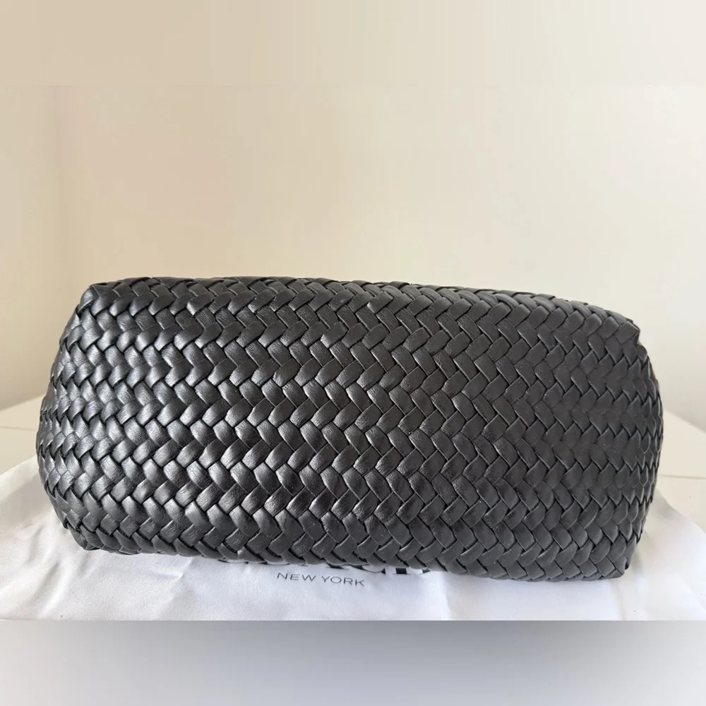 Coach Black Woven Leather Swing Tote - Picture 7 of 13